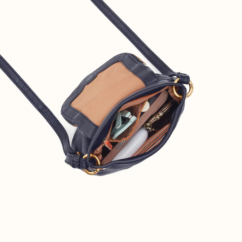 HOBO Fern Zip-Flap Crossbody Ink Navy Pebbled Leather