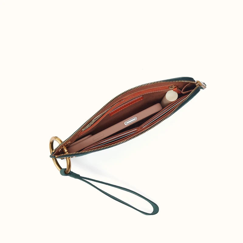 HOBO Jett Wristlet Pine Needle Suede Leather