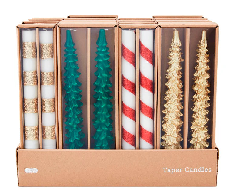 Mud Pie Tree & Stripes Taper Candles