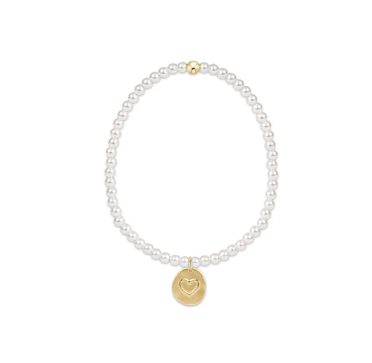 Enewton Classic Pearl 3mm Bead Bracelet - Inspire Love Small Gold Charm