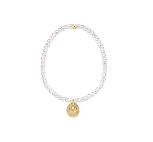 Enewton Extends - Classic Pearl 3mm Bead Bracelet - Inspire Love Small Gold Charm