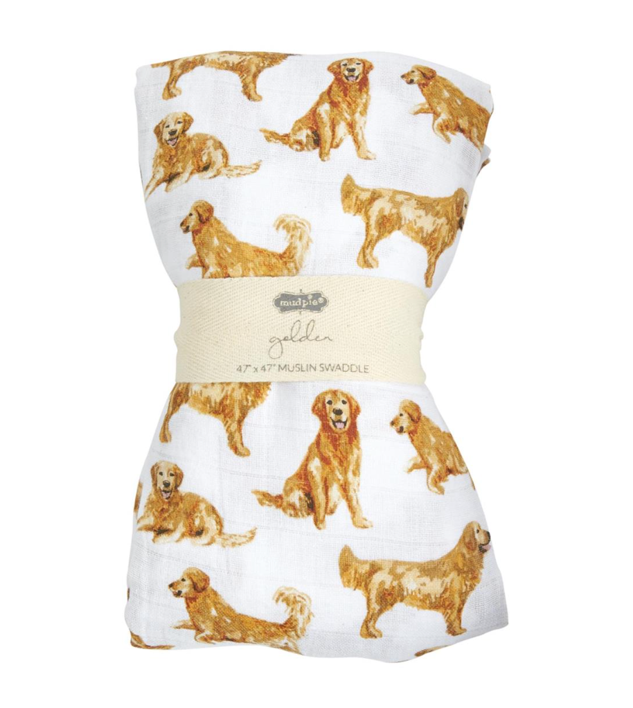 Mud Pie Golden Retriever Muslin Swaddle