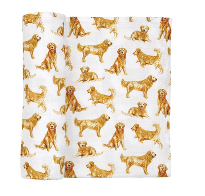 Mud Pie Golden Retriever Muslin Swaddle