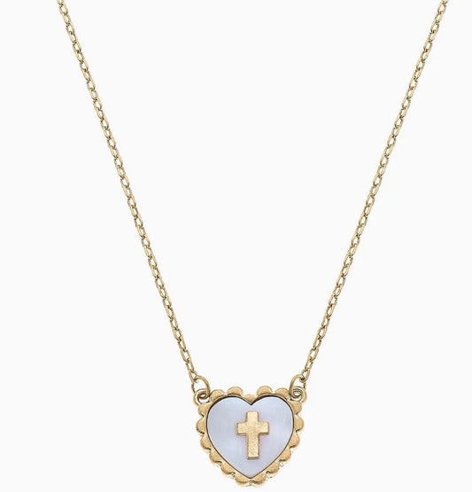 Addi Heart Cross Necklace Gold