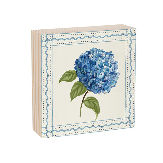 Evergreen Viva Style Hydrangea Wood Block Sign