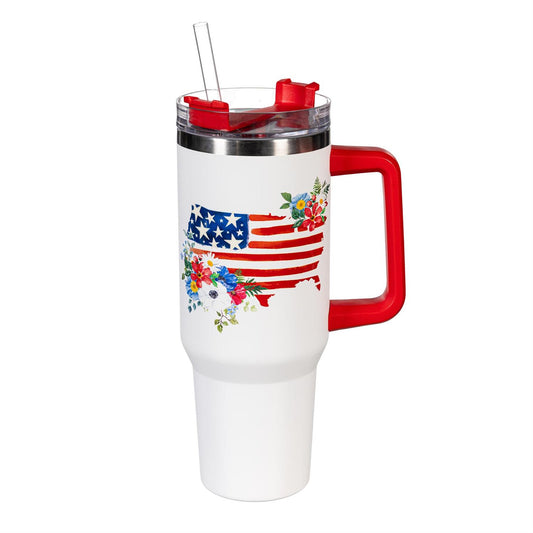 Evergreen Red, White, & Bloom Tumbler Canyon Cup Double Wall Stainless Steel Cup