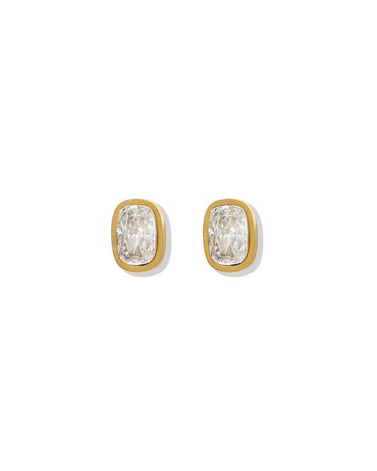 Linny Co Kay Clear Gold Screw Back Stud Earrings