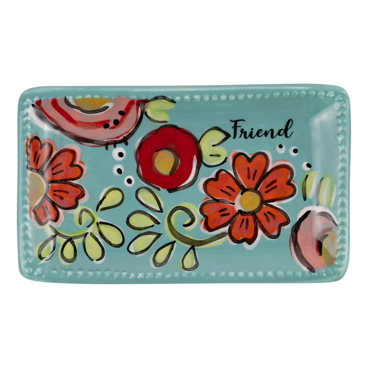 Glory Haus Turquoise Floral Trinket Tray