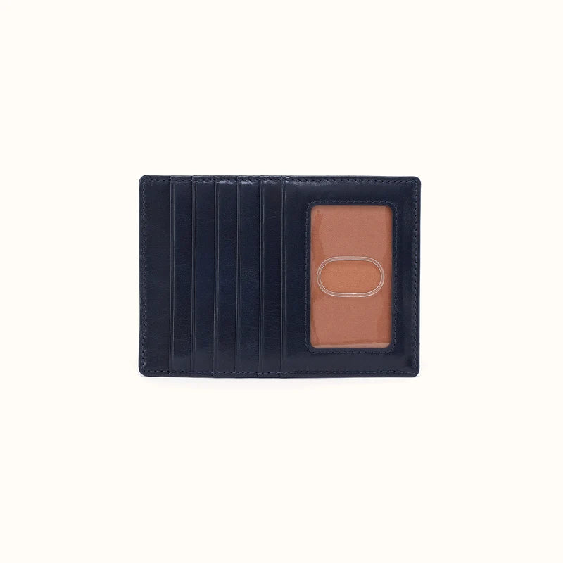 HOBO Euro Slide Card Case Ink Navy Polished Leather