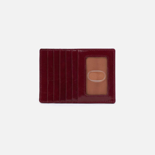 HOBO Euro Slide Card Case in Saddleberry Polished Leather