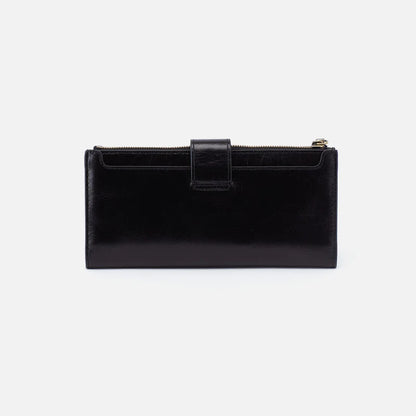HOBO Dunn Continental Wallet in Polished Black Leather