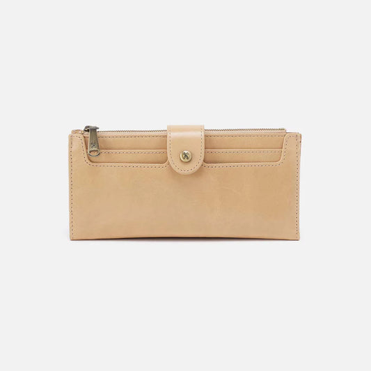 HOBO Dunn Continental Wallet in Desert Sand Polished Leather