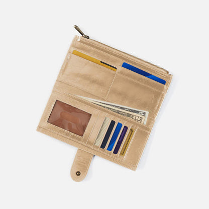 HOBO Dunn Continental Wallet in Desert Sand Polished Leather