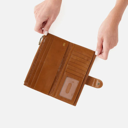 HOBO Dunn Continental Wallet in Polished Truffle Leather