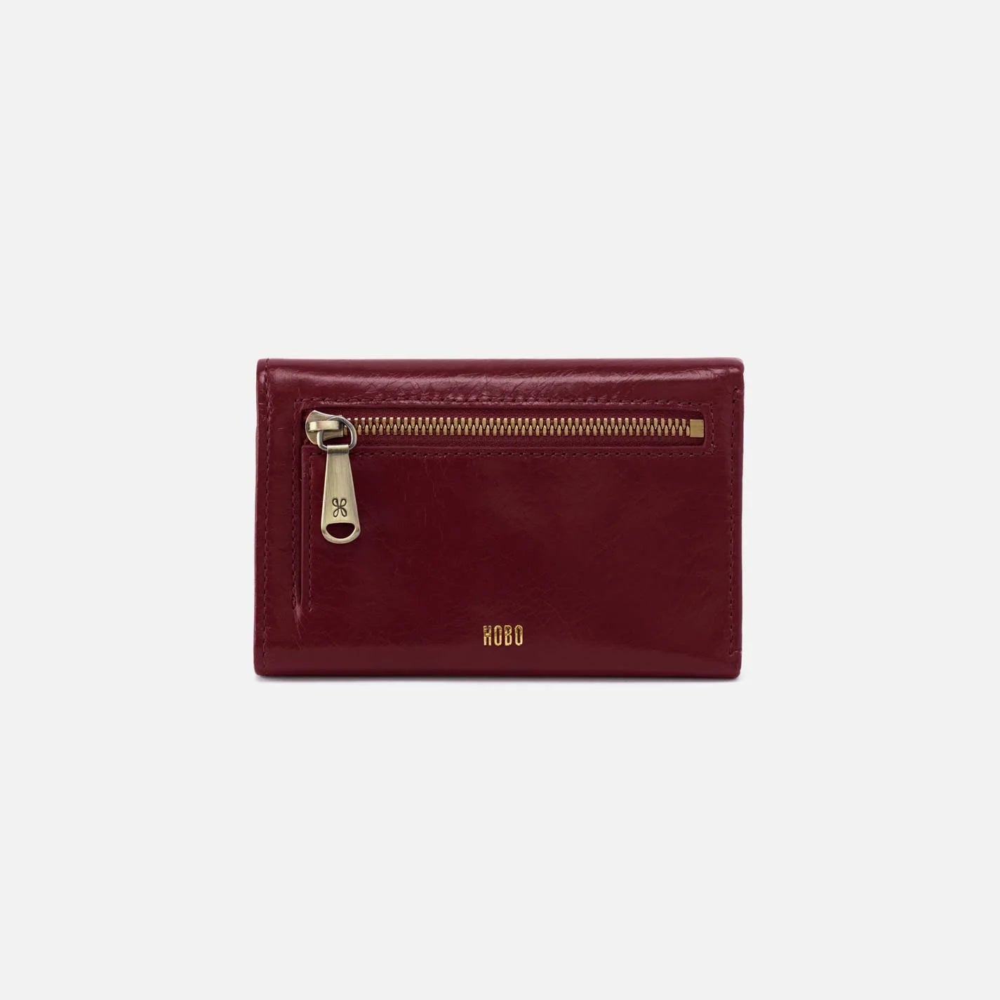 HOBO Jill Trifold Wallet in Polished Saddleberry Leather