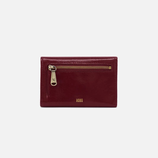 HOBO Jill Trifold Wallet in Polished Saddleberry Leather