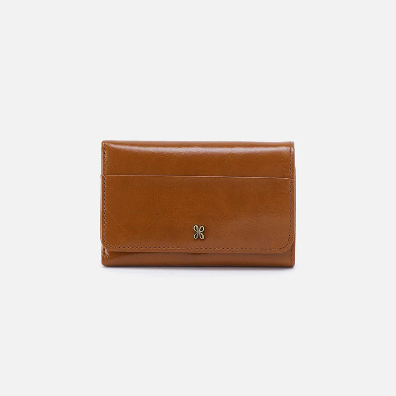 HOBO Jill Trifold Wallet in Polished Truffle Leather