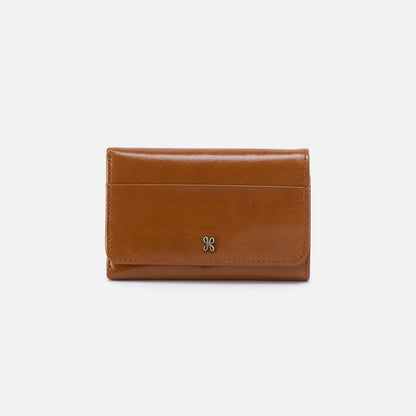 HOBO Jill Trifold Wallet in Polished Truffle Leather