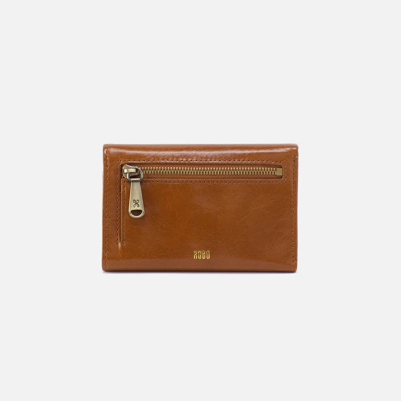 HOBO Jill Trifold Wallet in Polished Truffle Leather