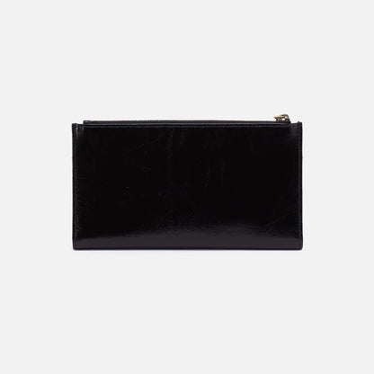 HOBO Jill Large Bifold Wallet in Polished Black Leather