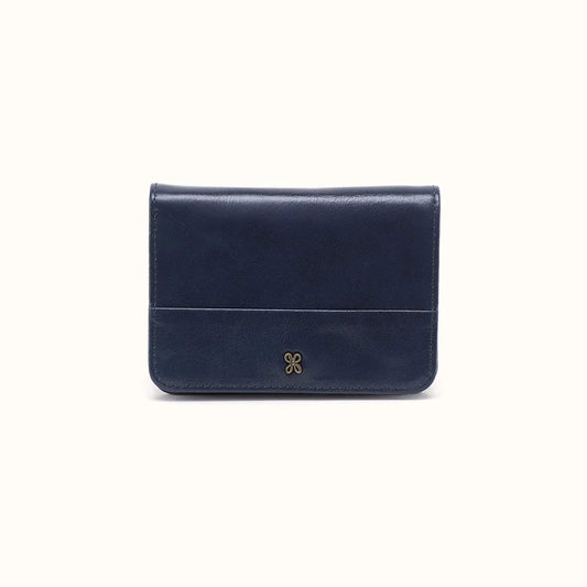HOBO Jill Bifold Wallet Ink Navy Polished Leather