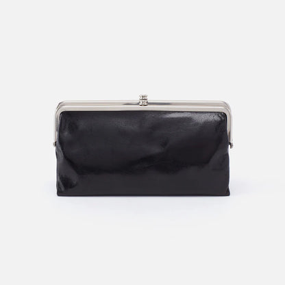HOBO Lauren Clutch Wallet in Polished Black Leather