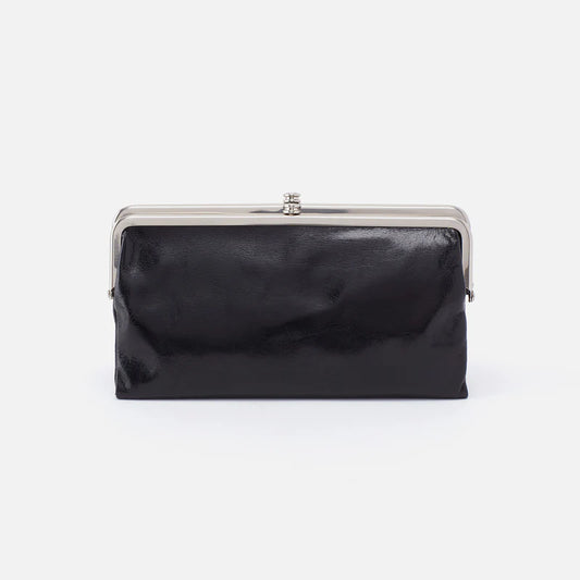 HOBO Lauren Clutch Wallet in Polished Black Leather