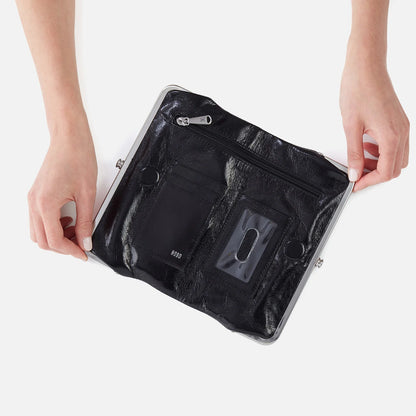 HOBO Lauren Clutch Wallet in Polished Black Leather
