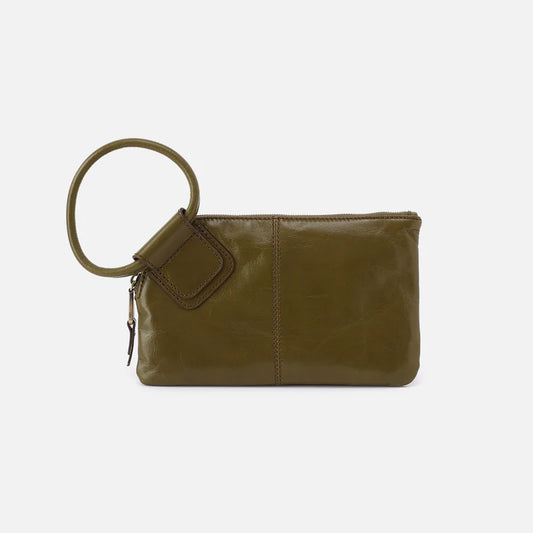 HOBO Sable Wristlet Olive Veil Polished Leather