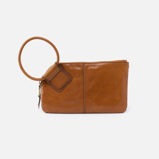 HOBO Sable Wristlet in Truffle Polished Leather