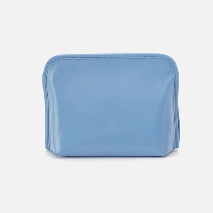 HOBO Beauty Cosmetic Pouch Faded Denim Polished Leather