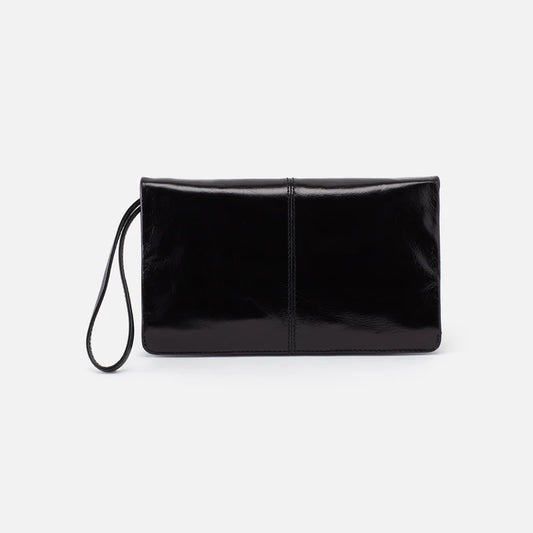 HOBO Evolve Wristlet Black Polished Leather
