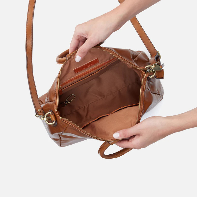HOBO Sheila Medium Satchel in Polished Truffle Leather