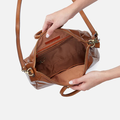 HOBO Sheila Medium Satchel in Polished Truffle Leather