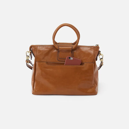 HOBO Sheila Medium Satchel in Polished Truffle Leather