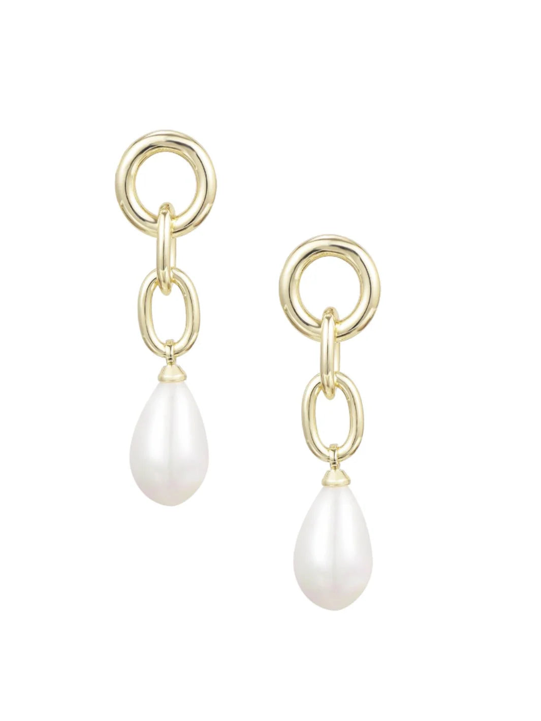 Natalie Wood Designs Allure Pearl Drop Earrings in Gold