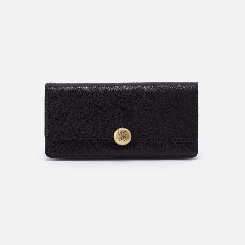 HOBO Hutton Large Wallet Black Micrograin Leather