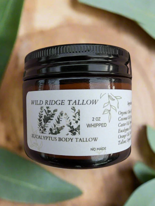 Wild Ridge Tallow 100% Non-GMO Grass-Fed Whipped Eucalyptus Body Tallow
