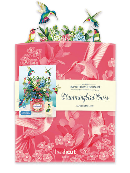 Freshcut Paper Pop-up Hummingbird Oasis Greeting Card