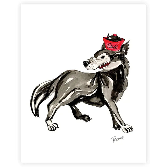 Rosanne Beck 11x14 NC State Wolfpack Wolf Hand Painted Art Print