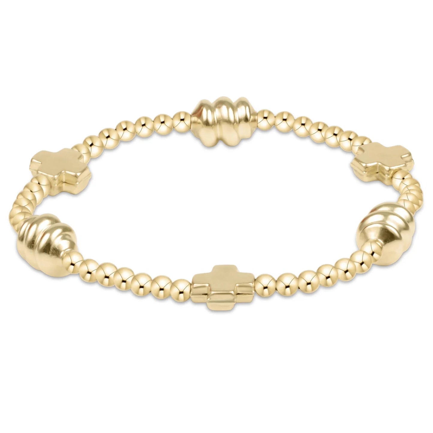 Enewton Signature Cross Admire Gold Pattern 3mm Bead Bracelet