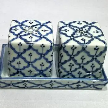Sea Island Imports Blue Pineapple Design Salt and Pepper Shaker Set
