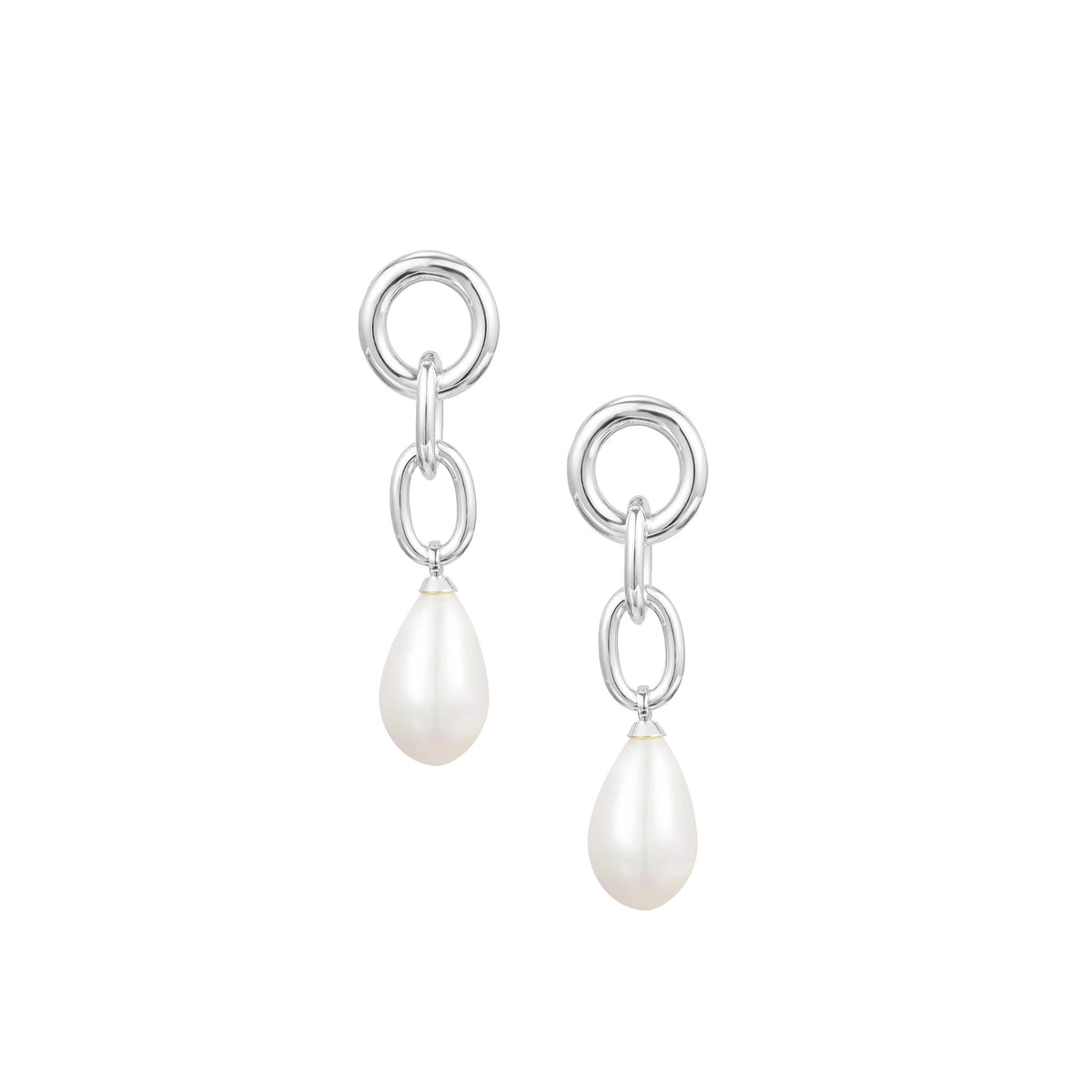 Natalie Wood Designs Allure Pearl Drop Earrings in Silver