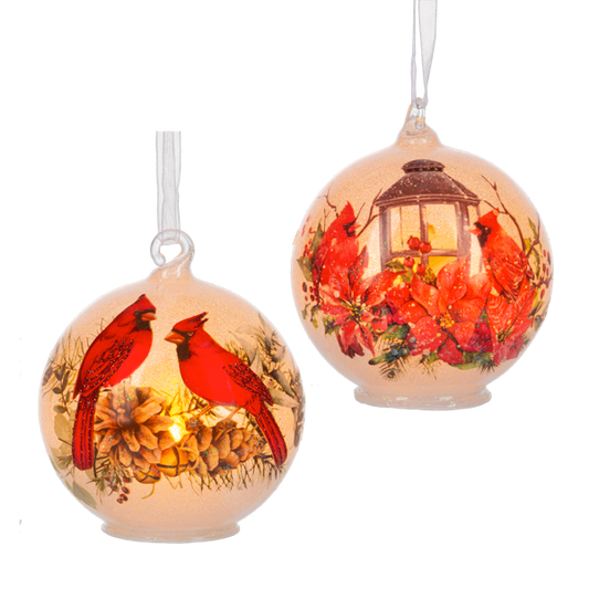 Ganz LED Cardinal Glass Ball Ornament