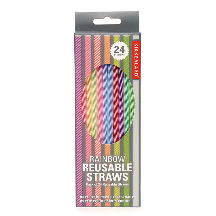 Kikkerland Rainbow Reusable Straws 8 Inch
