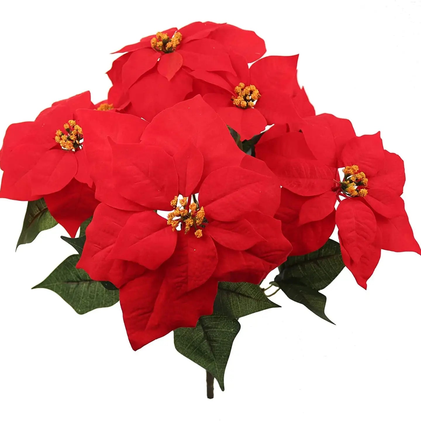 Larksilk 20" Seven Head Poinsettia Stem