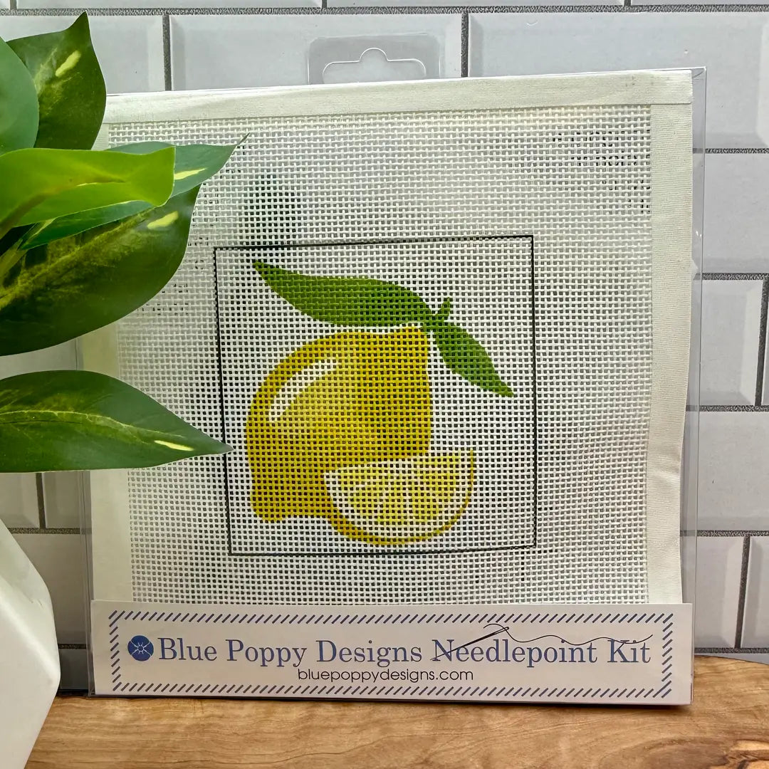 Blue Poppy Designs Needlepoint Kit Lemon on White
