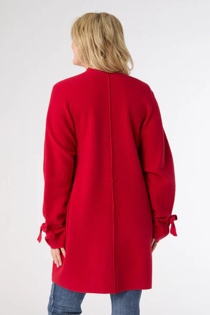 Coco+Carmen Heavenly-Luxe Bow Sleeve Cardigan with Pockets - Tango Red