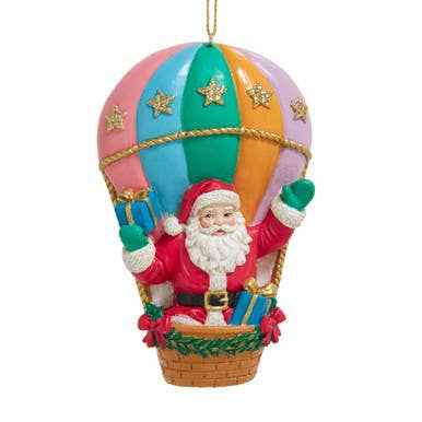 Kurt Adler Yuletide Santa Hot Air Balloon Ornament