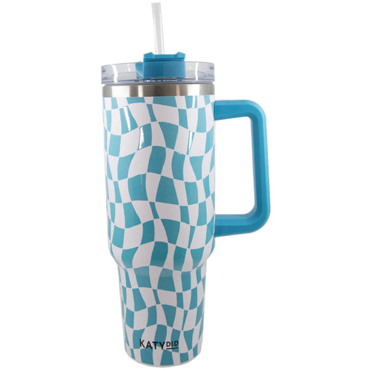 Katydid Groovy Aqua Checkered Tumbler